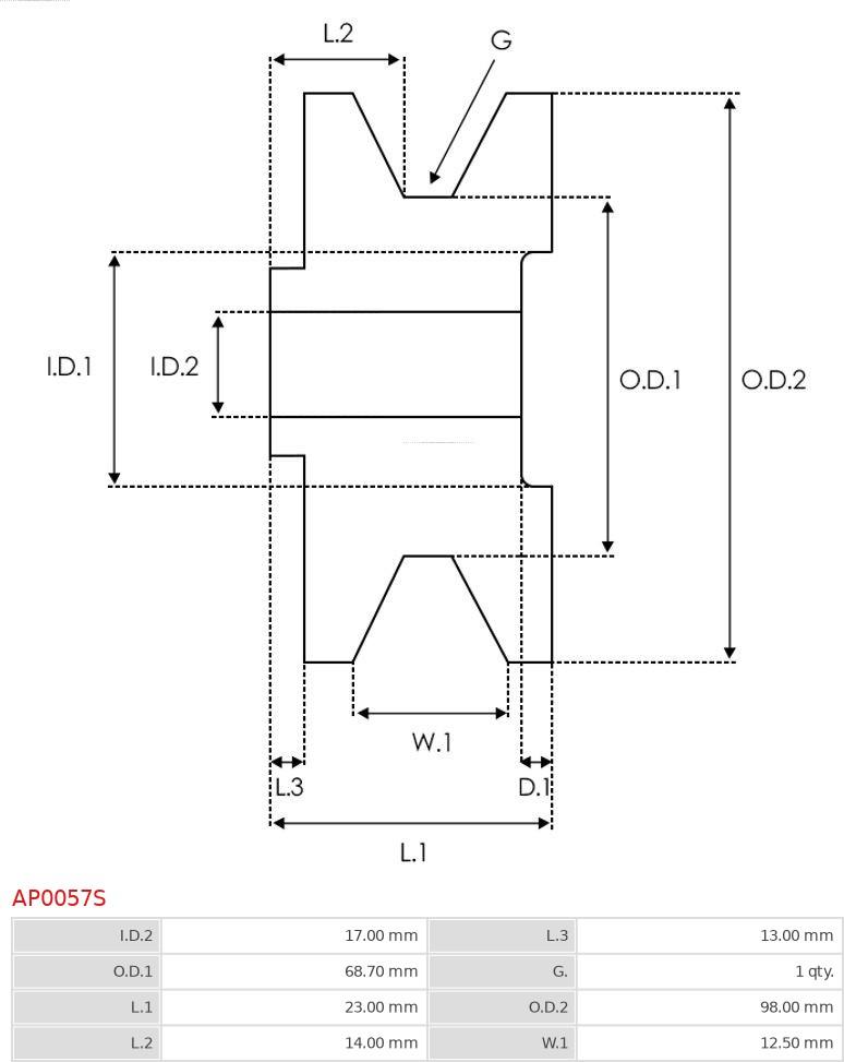 AS-PL AP0057S - Шкив генератора, муфта autospares.lv