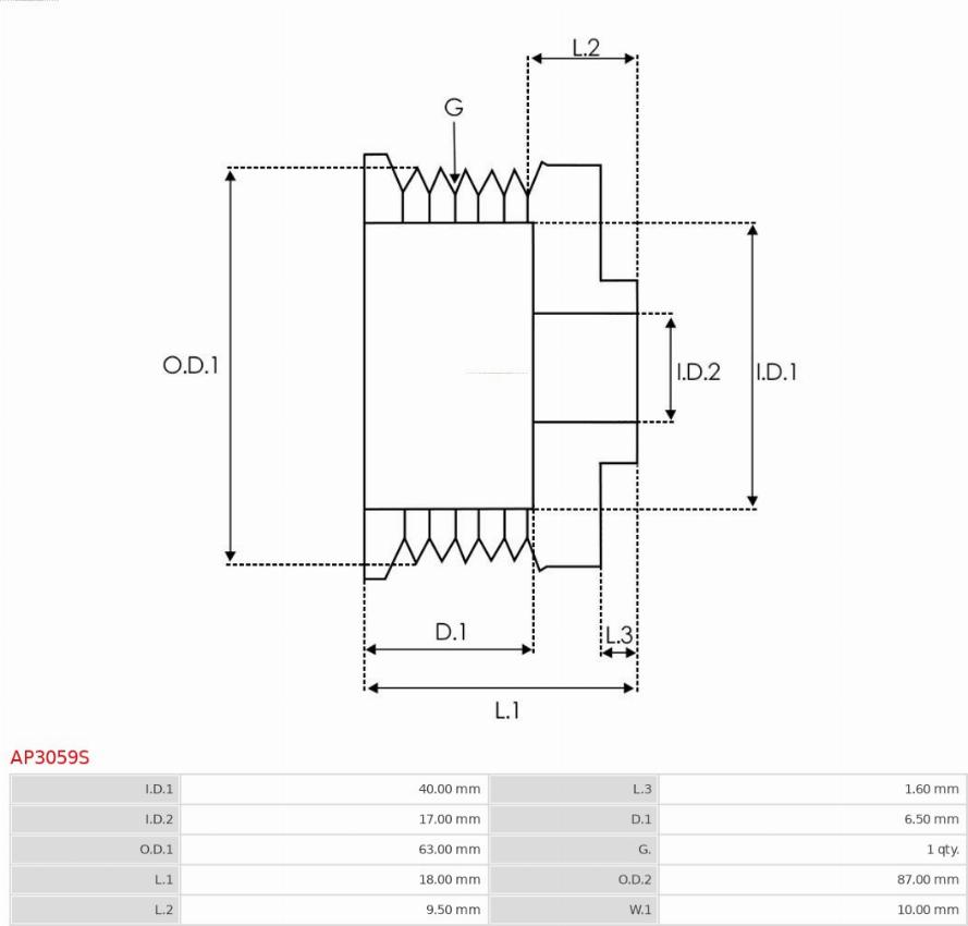 AS-PL AP3059S - Шкив генератора, муфта autospares.lv