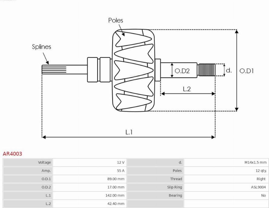 AS-PL AR4003 - Ротор, генератор autospares.lv