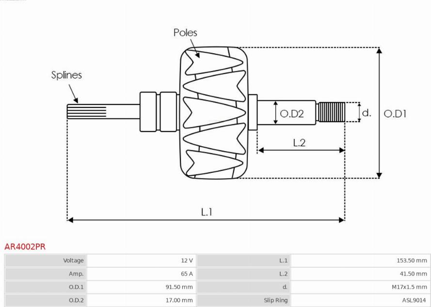 AS-PL AR4002PR - Ротор, генератор autospares.lv