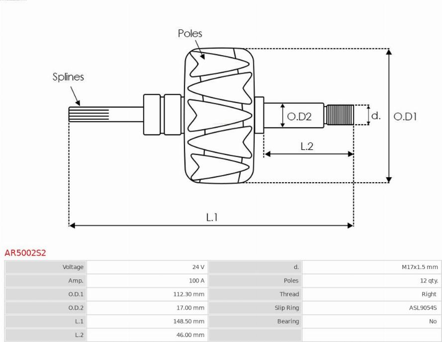 AS-PL AR5002S2 - Ротор, генератор autospares.lv