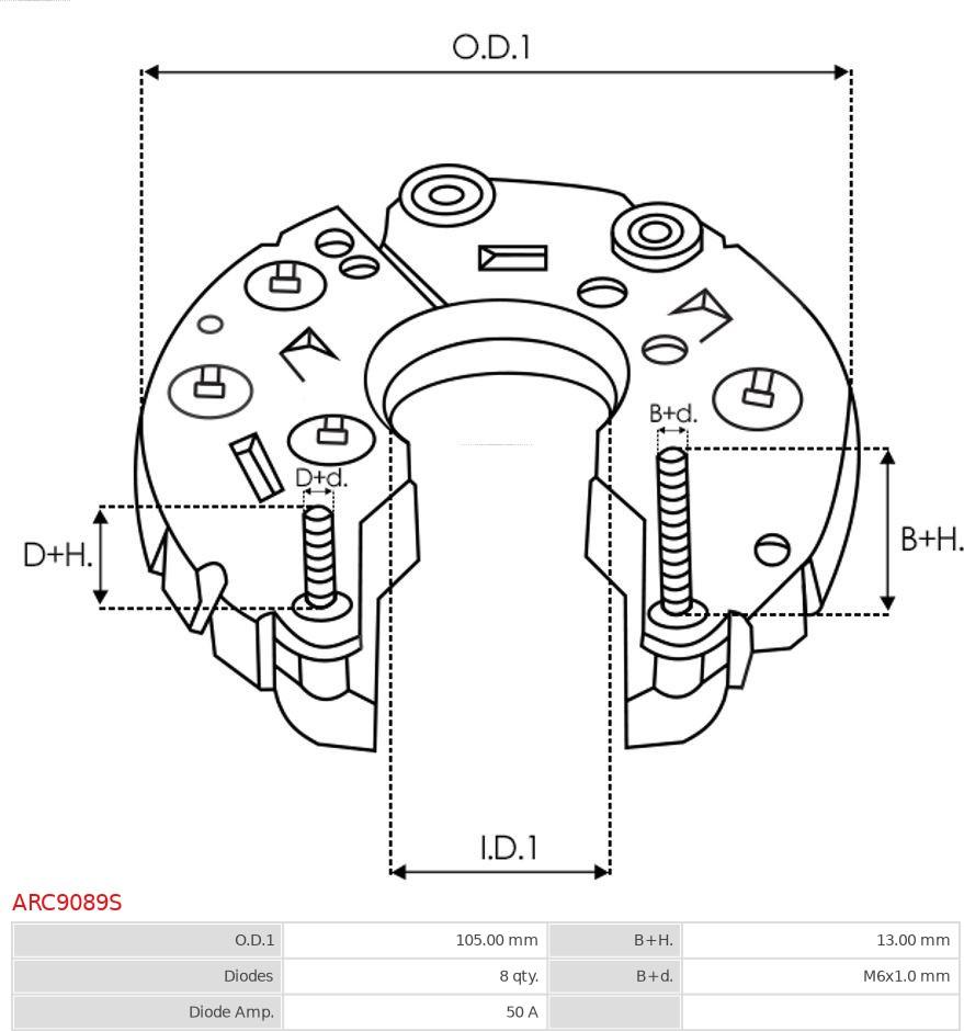 AS-PL ARC9089S - Выпрямитель, диодный мост, генератор autospares.lv