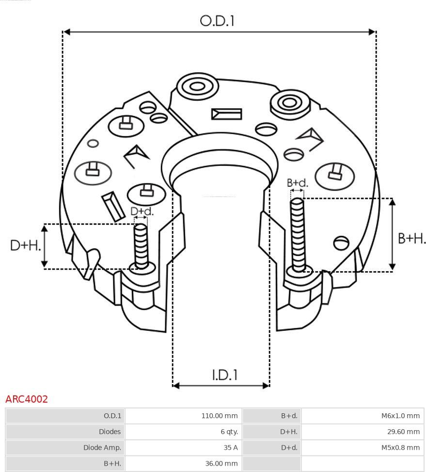 AS-PL ARC4002 - Выпрямитель, диодный мост, генератор autospares.lv