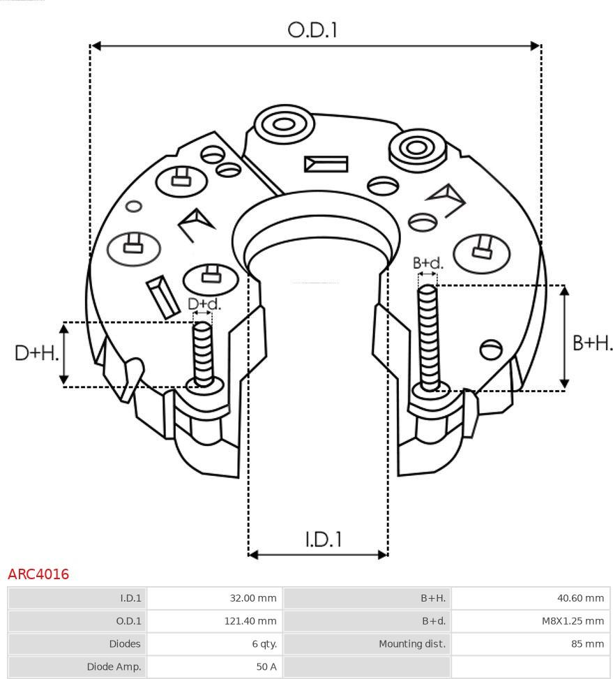 AS-PL ARC4016 - Выпрямитель, диодный мост, генератор autospares.lv