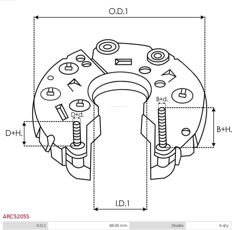 AS-PL ARC5205S - Выпрямитель, диодный мост, генератор autospares.lv