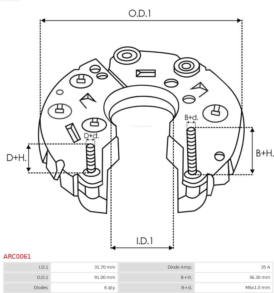 AS-PL ARC0061 - Выпрямитель, диодный мост, генератор autospares.lv