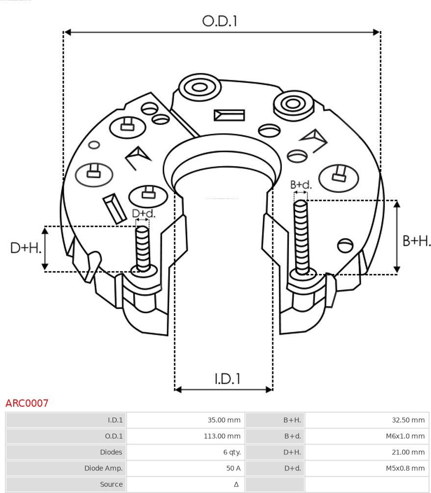 AS-PL ARC0007 - Выпрямитель, диодный мост, генератор autospares.lv