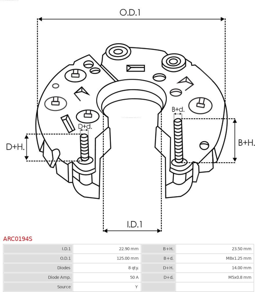 AS-PL ARC0194S - Выпрямитель, диодный мост, генератор autospares.lv