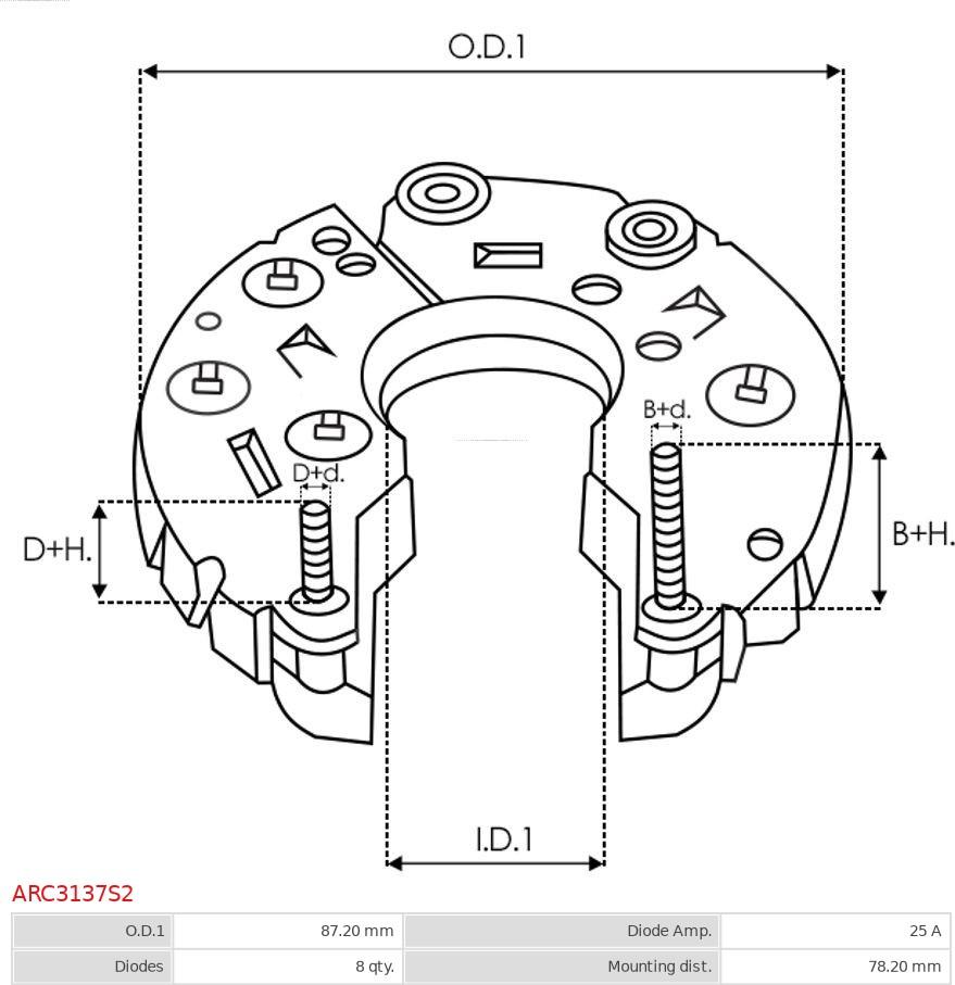 AS-PL ARC3137S2 - Выпрямитель, диодный мост, генератор autospares.lv