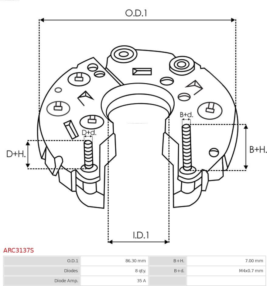 AS-PL ARC3137S - Выпрямитель, диодный мост, генератор autospares.lv