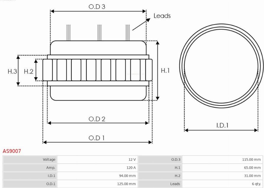 AS-PL AS9007 - Статор, генератор autospares.lv