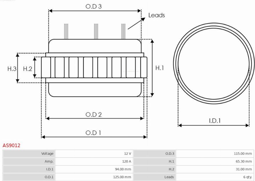 AS-PL AS9012 - Статор, генератор autospares.lv