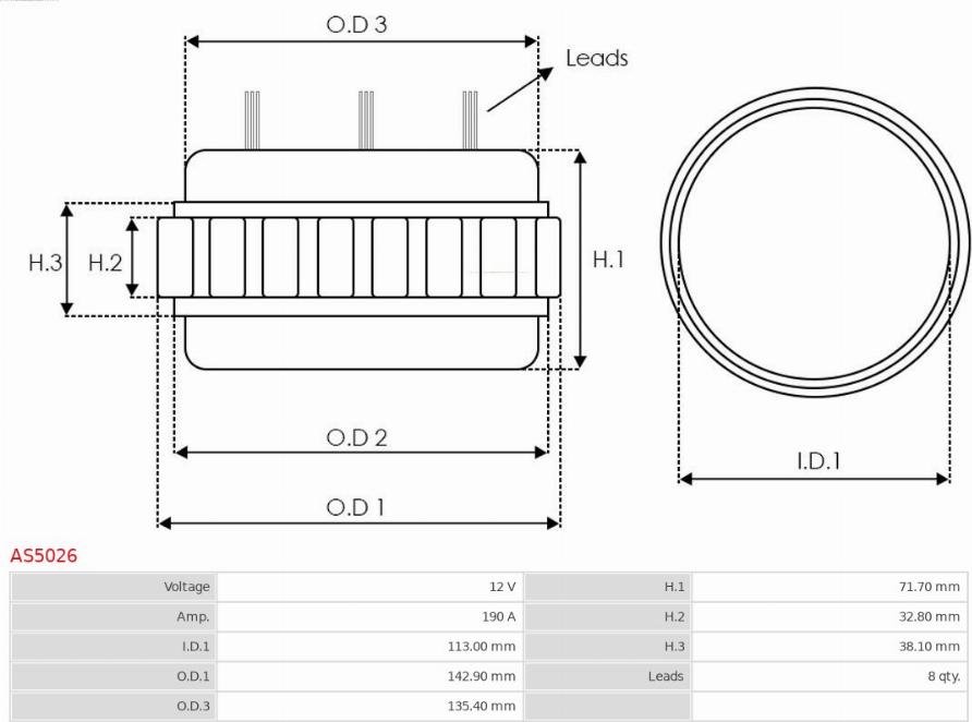 AS-PL AS5026 - Статор, генератор autospares.lv