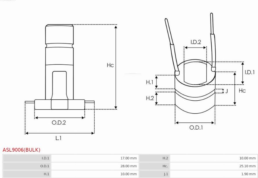 AS-PL ASL9006(BULK) - Контактное кольцо, генератор autospares.lv