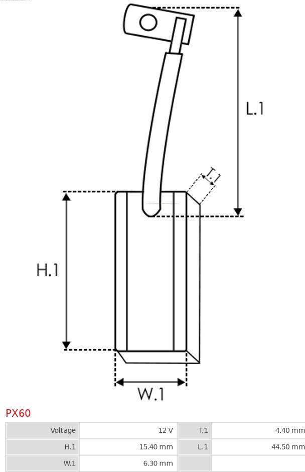 AS-PL PX60 - Угольная щетка, генератор autospares.lv