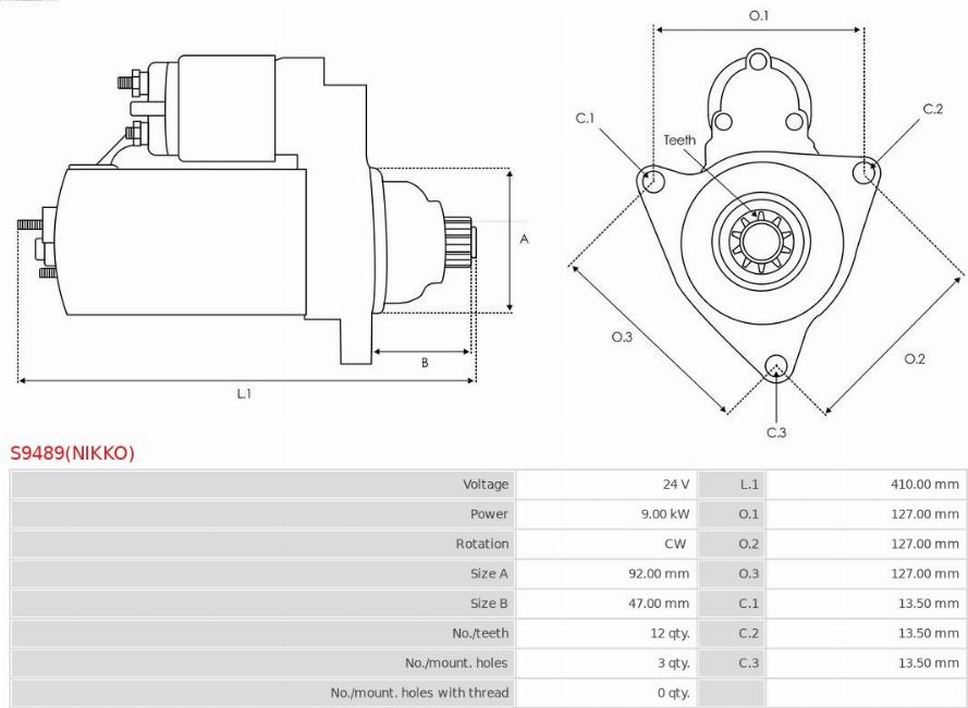 AS-PL S9489(NIKKO) - Стартер autospares.lv