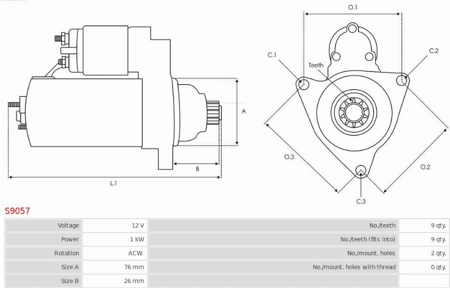 AS-PL S9057 - Стартер autospares.lv