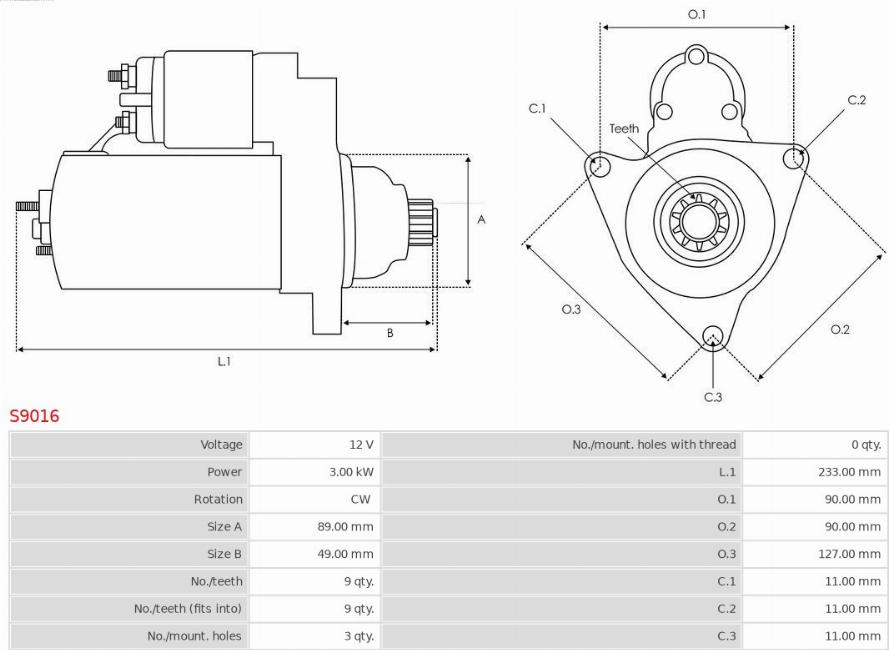 AS-PL S9016 - Стартер autospares.lv