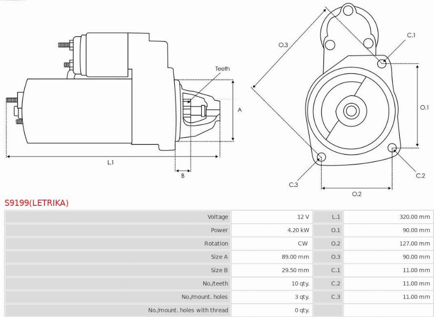 AS-PL S9199(LETRIKA) - Стартер autospares.lv