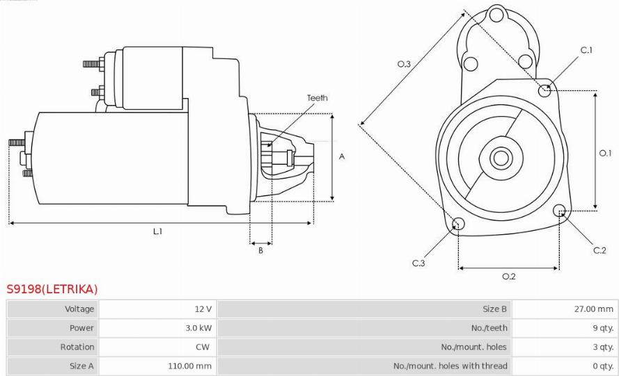 AS-PL S9198(LETRIKA) - Стартер autospares.lv