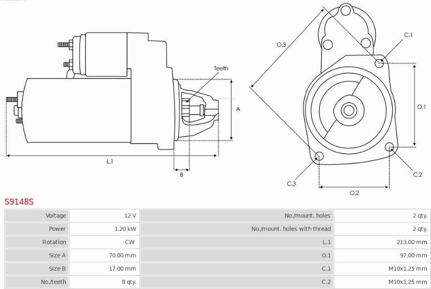 AS-PL S9148S - Стартер autospares.lv