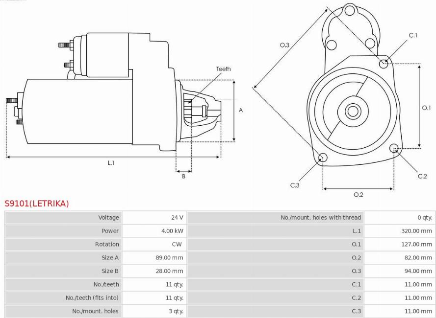 AS-PL S9101(LETRIKA) - Стартер autospares.lv