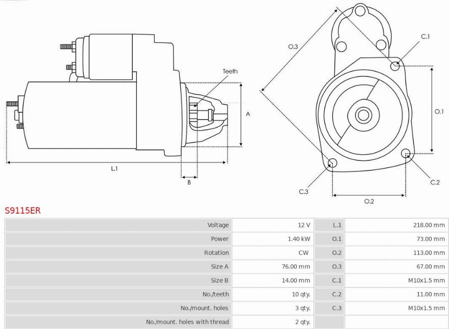 AS-PL S9115ER - Стартер autospares.lv