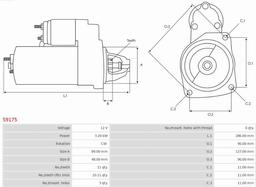 AS-PL S9175 - Стартер autospares.lv