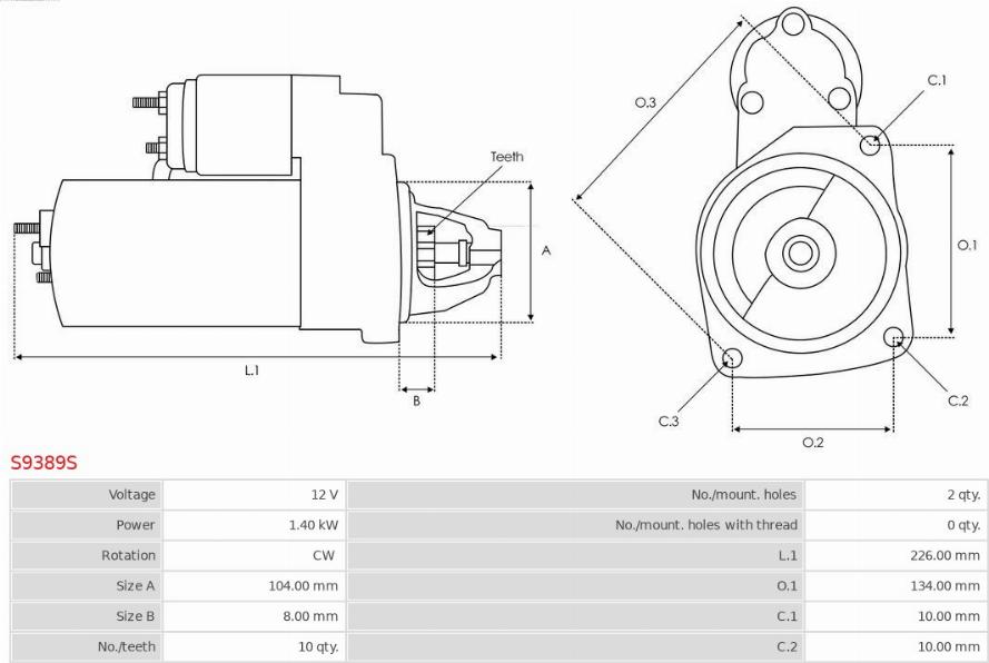 AS-PL S9389S - Стартер autospares.lv