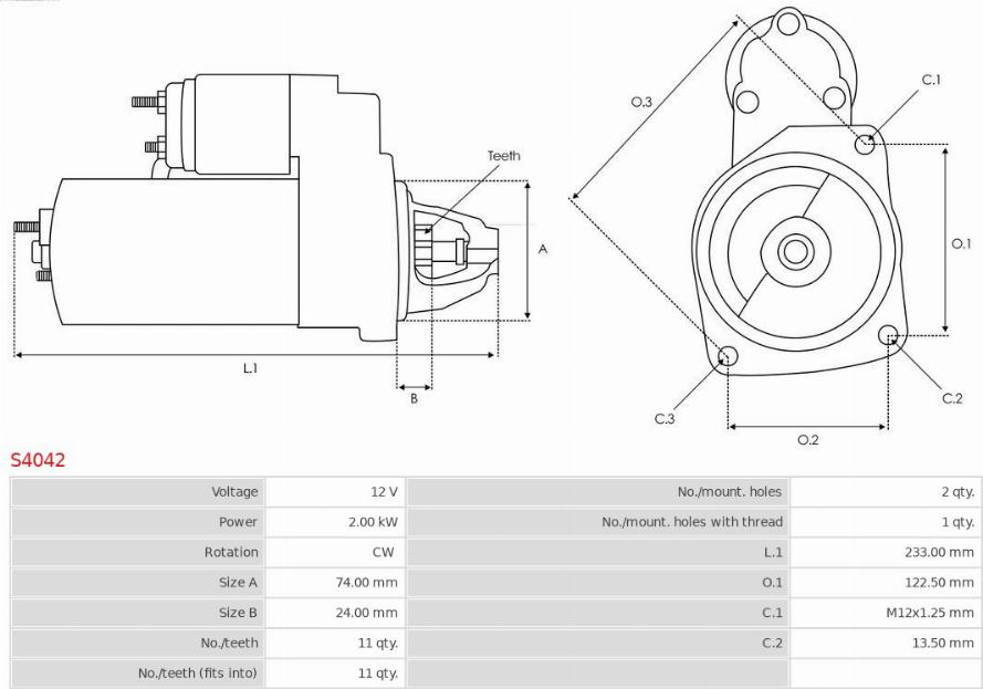 AS-PL S4042 - Стартер autospares.lv