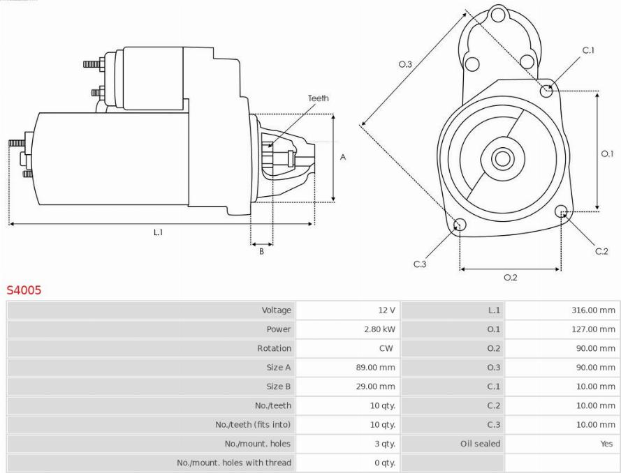 AS-PL S4005 - Стартер autospares.lv