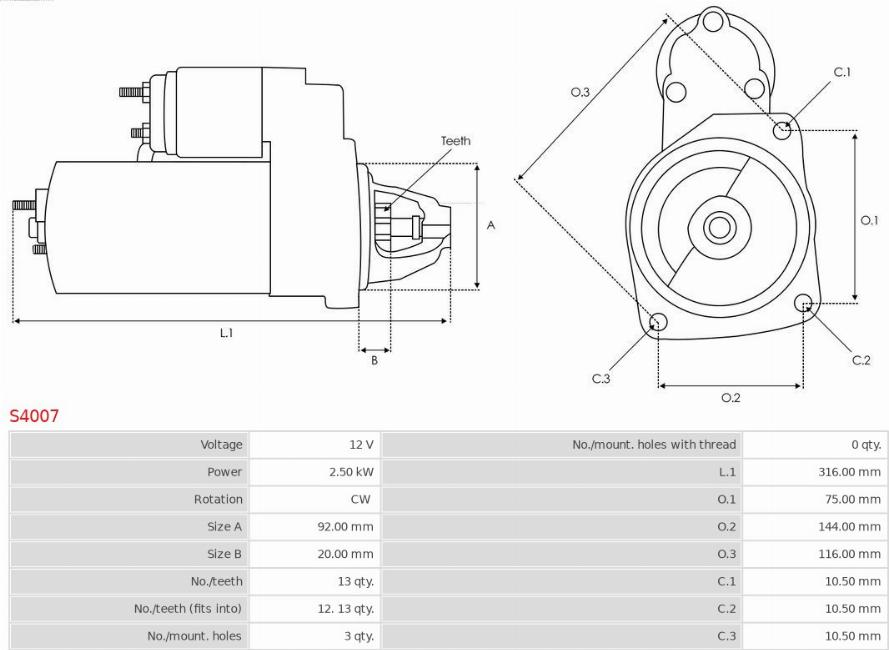 AS-PL S4007 - Стартер autospares.lv