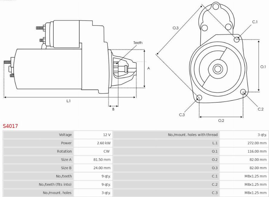 AS-PL S4017 - Стартер autospares.lv