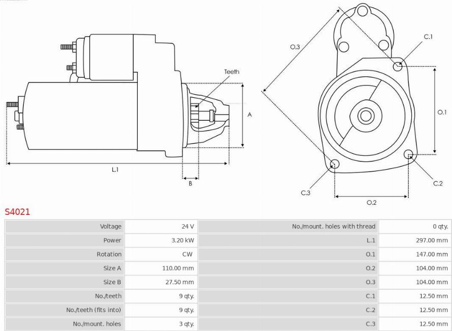 AS-PL S4021 - Стартер autospares.lv