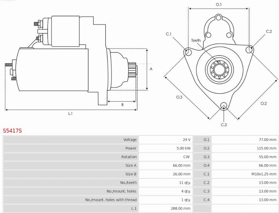 AS-PL S5417S - Стартер autospares.lv