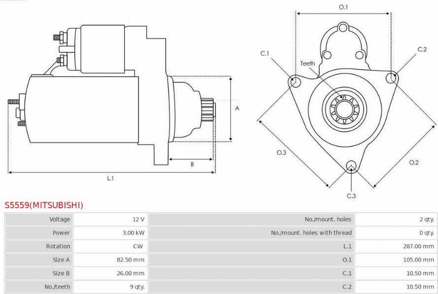 AS-PL S5559(MITSUBISHI) - Стартер autospares.lv