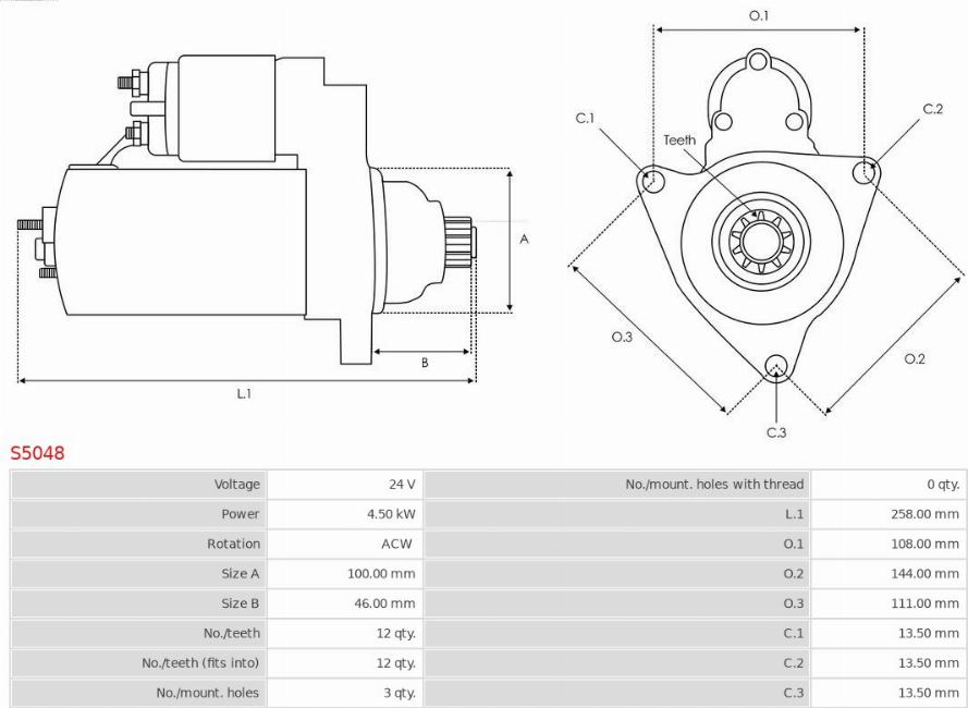 AS-PL S5048 - Стартер autospares.lv