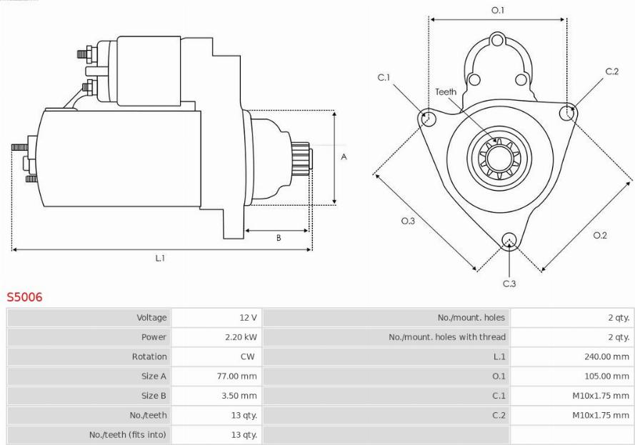 AS-PL S5006 - Стартер autospares.lv