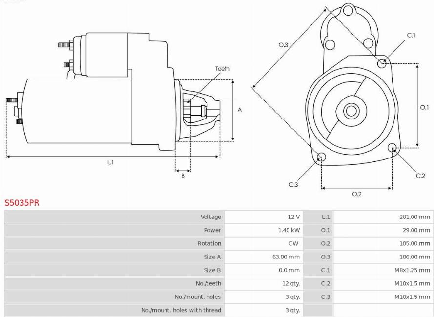 AS-PL S5035PR - Стартер autospares.lv