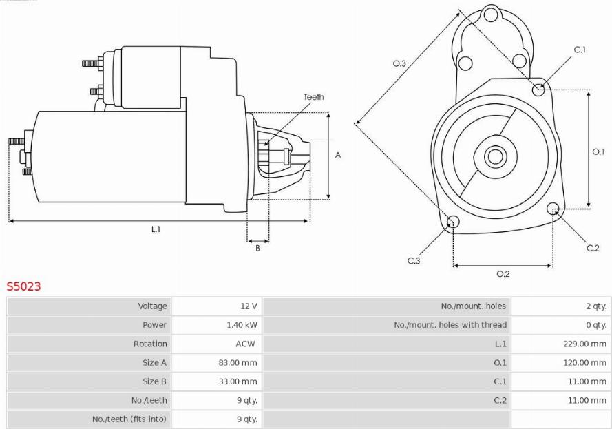 AS-PL S5023 - Стартер autospares.lv