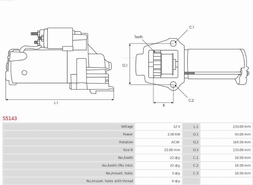 AS-PL S5143 - Стартер autospares.lv