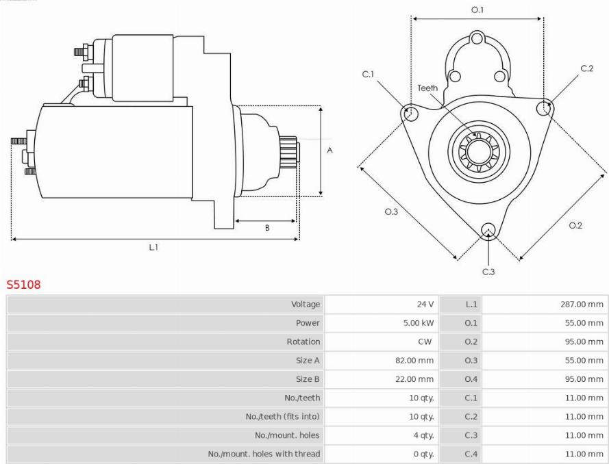 AS-PL S5108 - Стартер autospares.lv