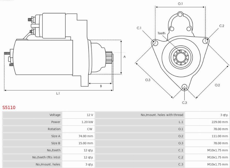 AS-PL S5110 - Стартер autospares.lv