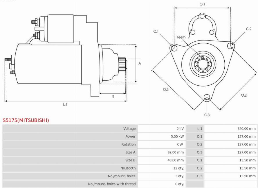 AS-PL S5175(MITSUBISHI) - Стартер autospares.lv