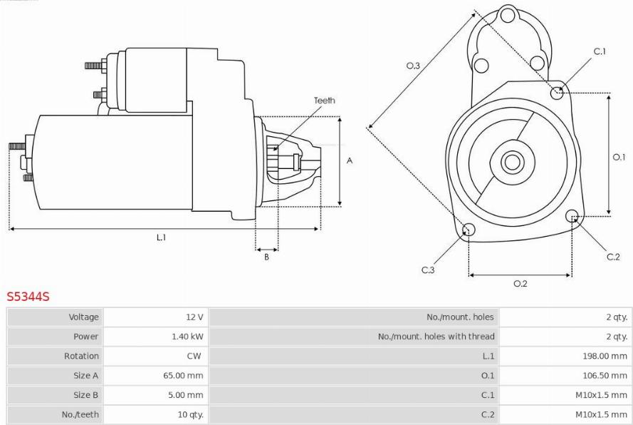 AS-PL S5344S - Стартер autospares.lv