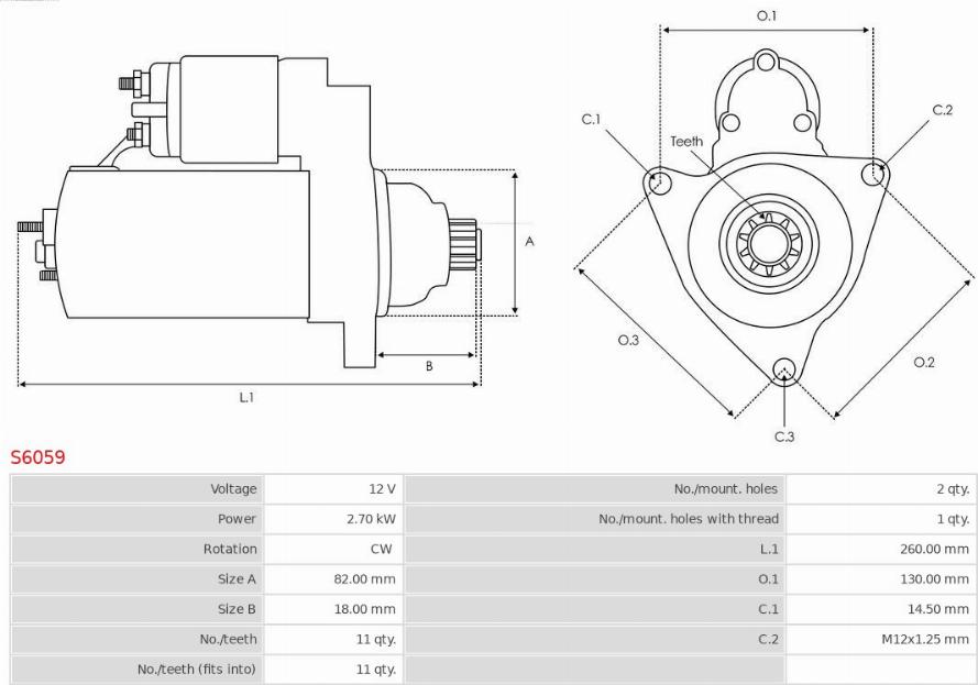 AS-PL S6059 - Стартер autospares.lv