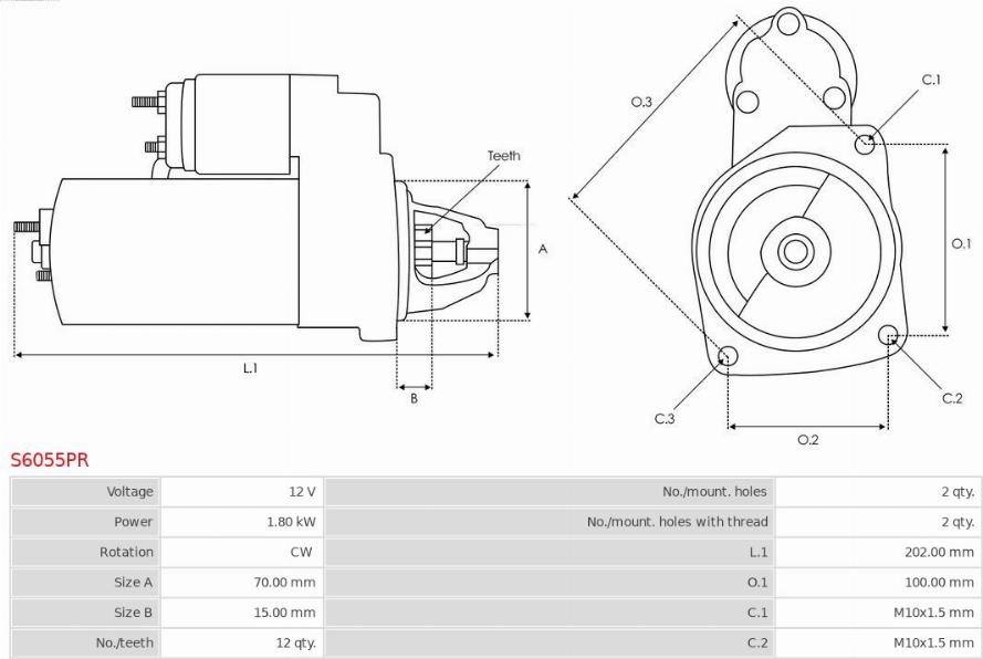 AS-PL S6055PR - Стартер autospares.lv