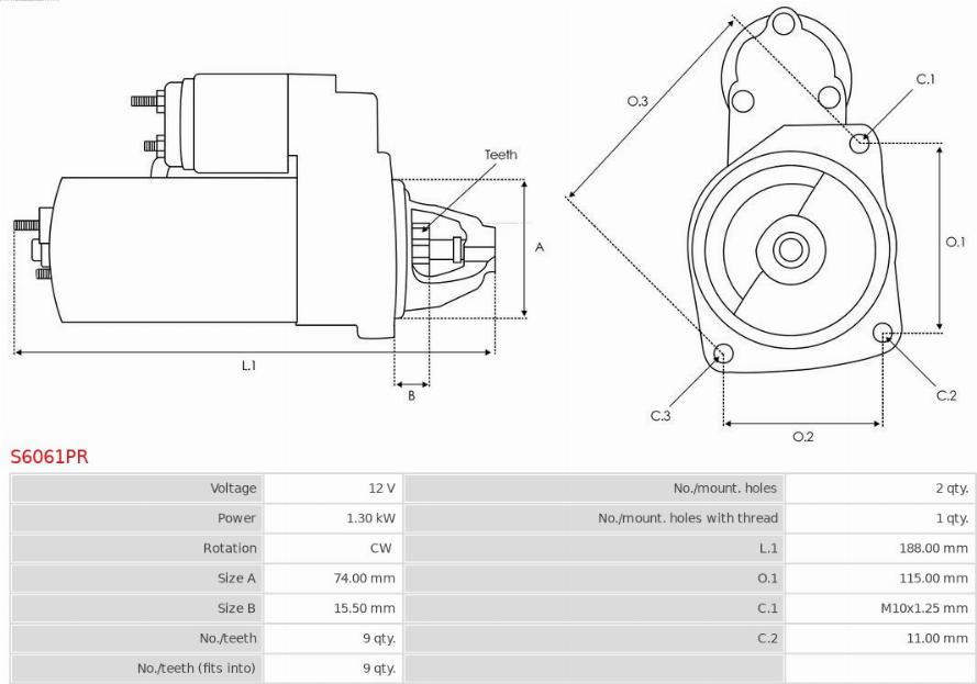 AS-PL S6061PR - Стартер autospares.lv