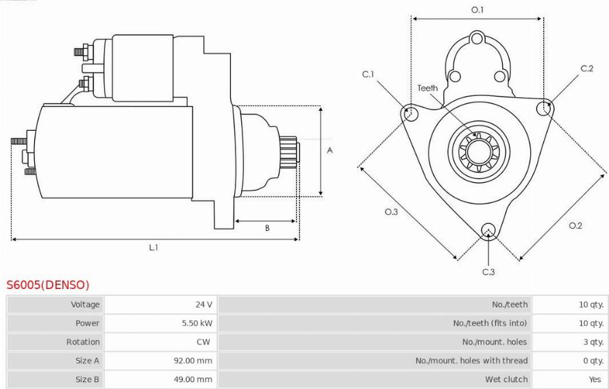 AS-PL S6005(DENSO) - Стартер autospares.lv