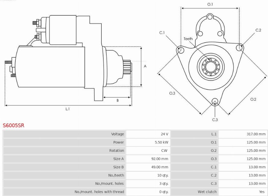 AS-PL S6005SR - Стартер autospares.lv